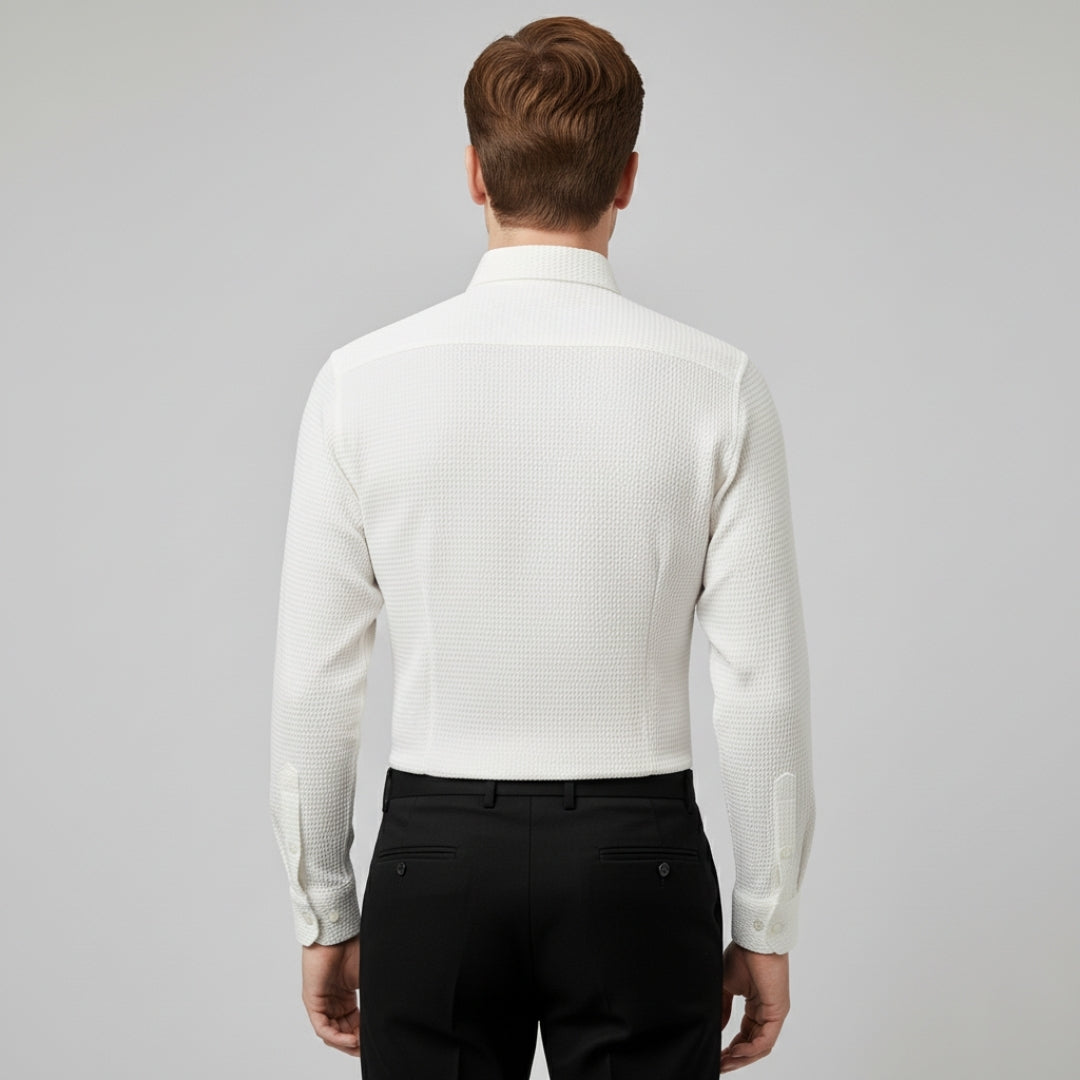 Men’s Textured Long Sleeve Dress Shirt
