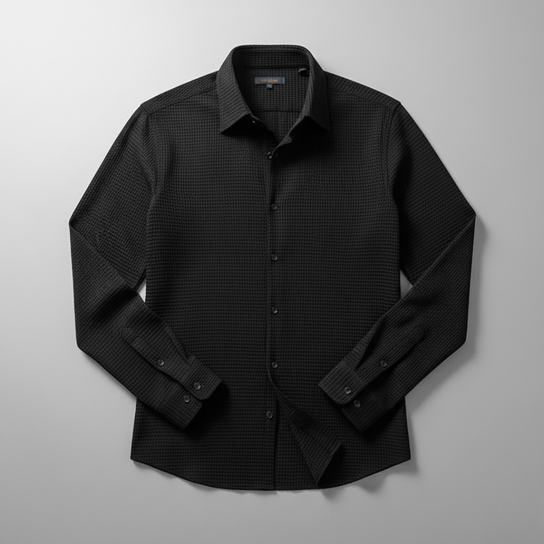 Men’s Textured Long Sleeve Dress Shirt