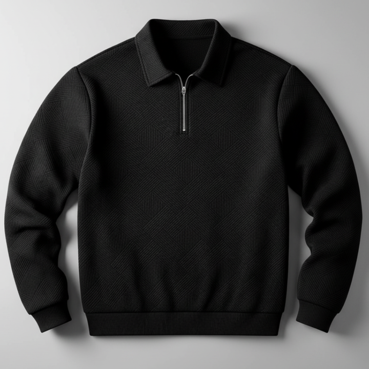 Men’s Vintage Geometric Texture Zip Up Sweater