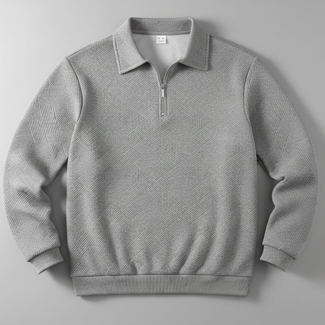 Men’s Vintage Geometric Texture Zip Up Sweater