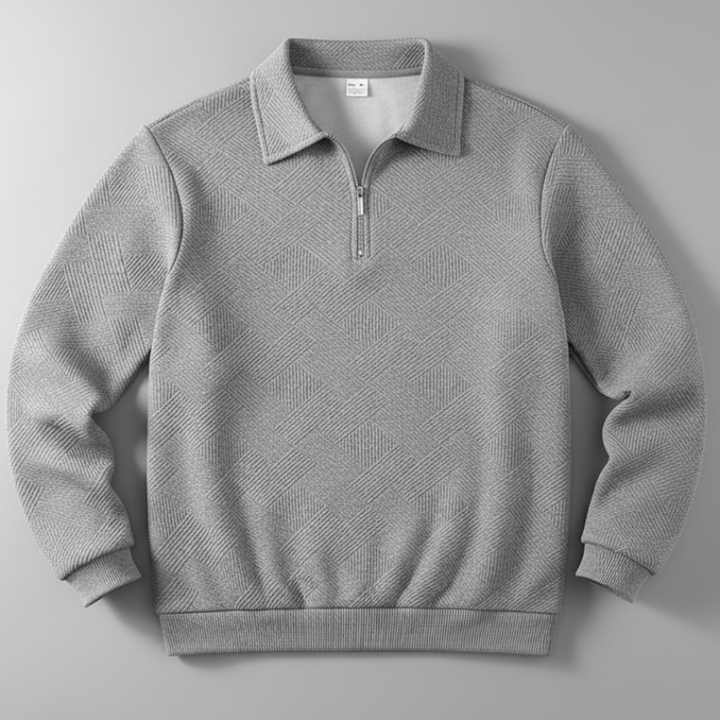 Men’s Vintage Geometric Texture Zip Up Sweater