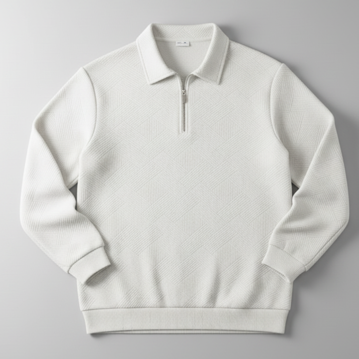 Men’s Vintage Geometric Texture Zip Up Sweater