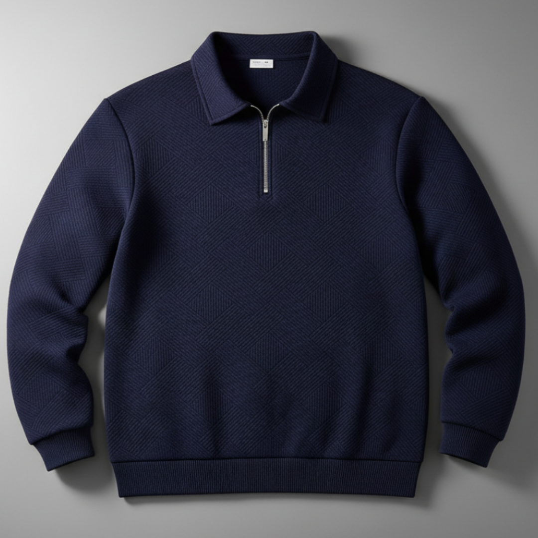 Men’s Vintage Geometric Texture Zip Up Sweater
