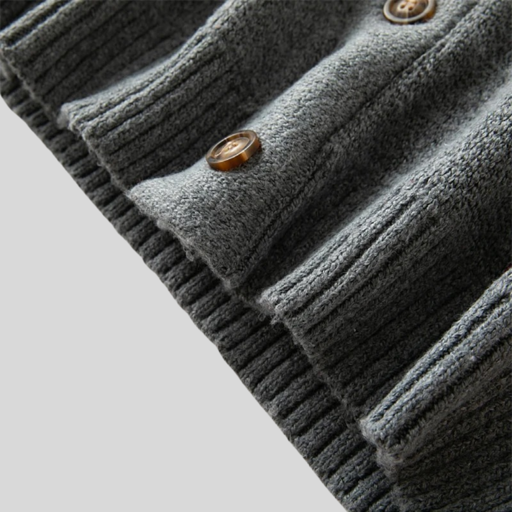 Men’s Vintage Jacquard Knit Cardigan with Button Closure