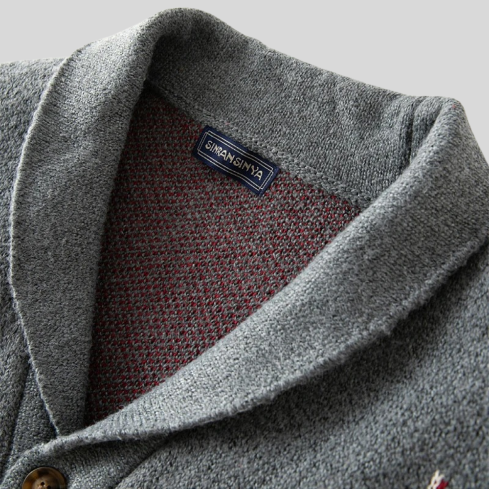 Men’s Vintage Jacquard Knit Cardigan with Button Closure