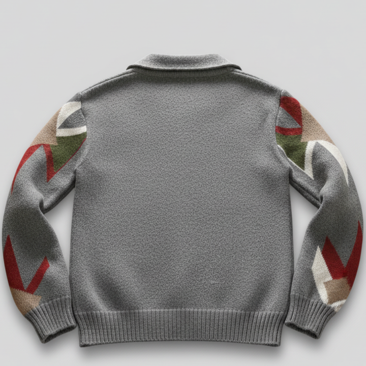 Men’s Vintage Jacquard Knit Cardigan with Button Closure