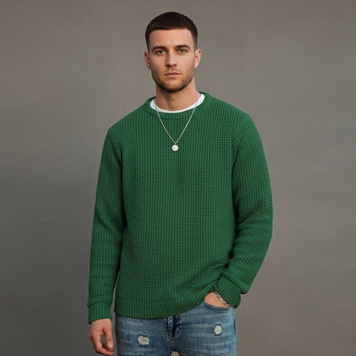 Men’s Waffle Sweater Knit with Round Neck