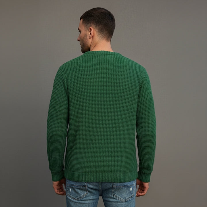 Men’s Waffle Sweater Knit with Round Neck