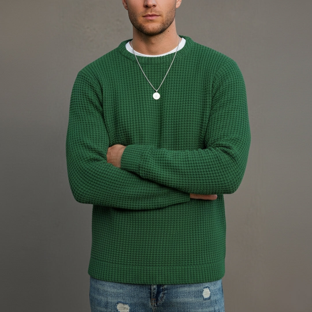 Men’s Waffle Sweater Knit with Round Neck