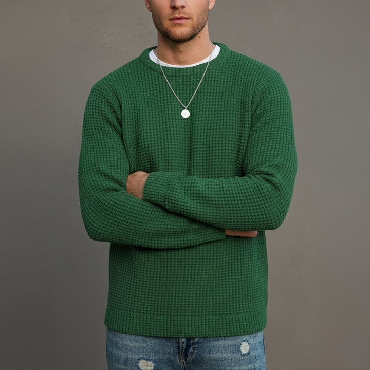 Men’s Waffle Sweater Knit with Round Neck