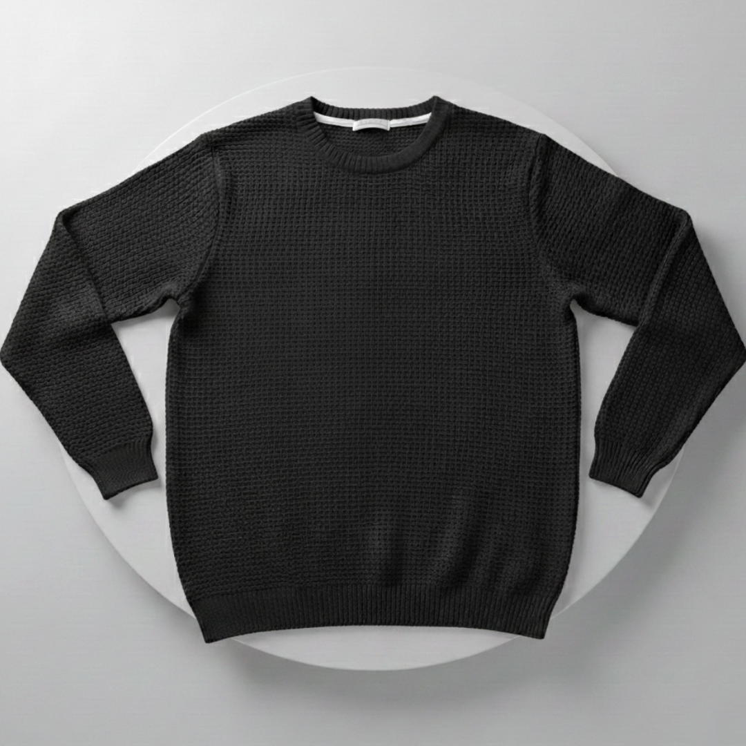 Men’s Waffle Sweater Knit with Round Neck