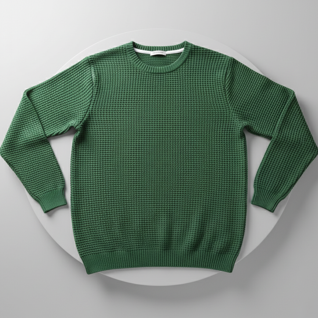 Men’s Waffle Sweater Knit with Round Neck