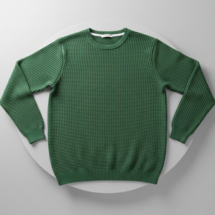 Men’s Waffle Sweater Knit with Round Neck