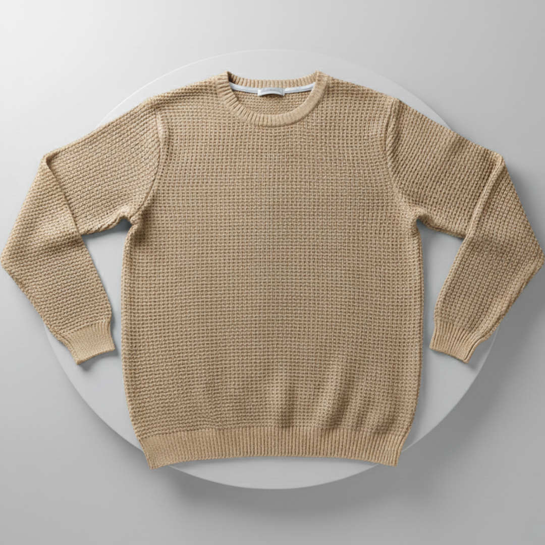 Men’s Waffle Sweater Knit with Round Neck