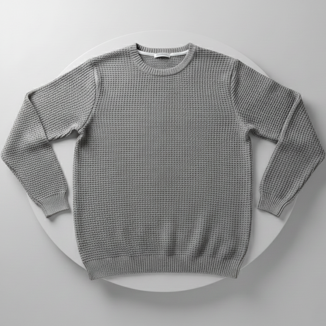 Men’s Waffle Sweater Knit with Round Neck