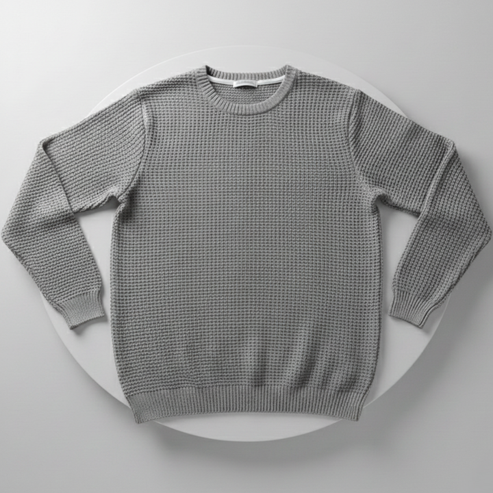 Men’s Waffle Sweater Knit with Round Neck