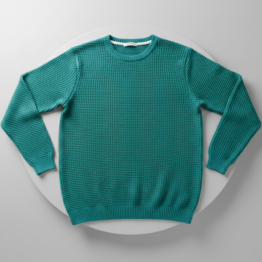 Men’s Waffle Sweater Knit with Round Neck