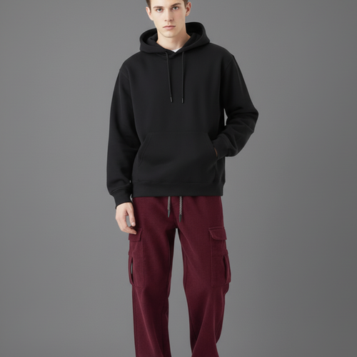 Men’s Wide Leg Corduroy Cargo Pants with fleece interior