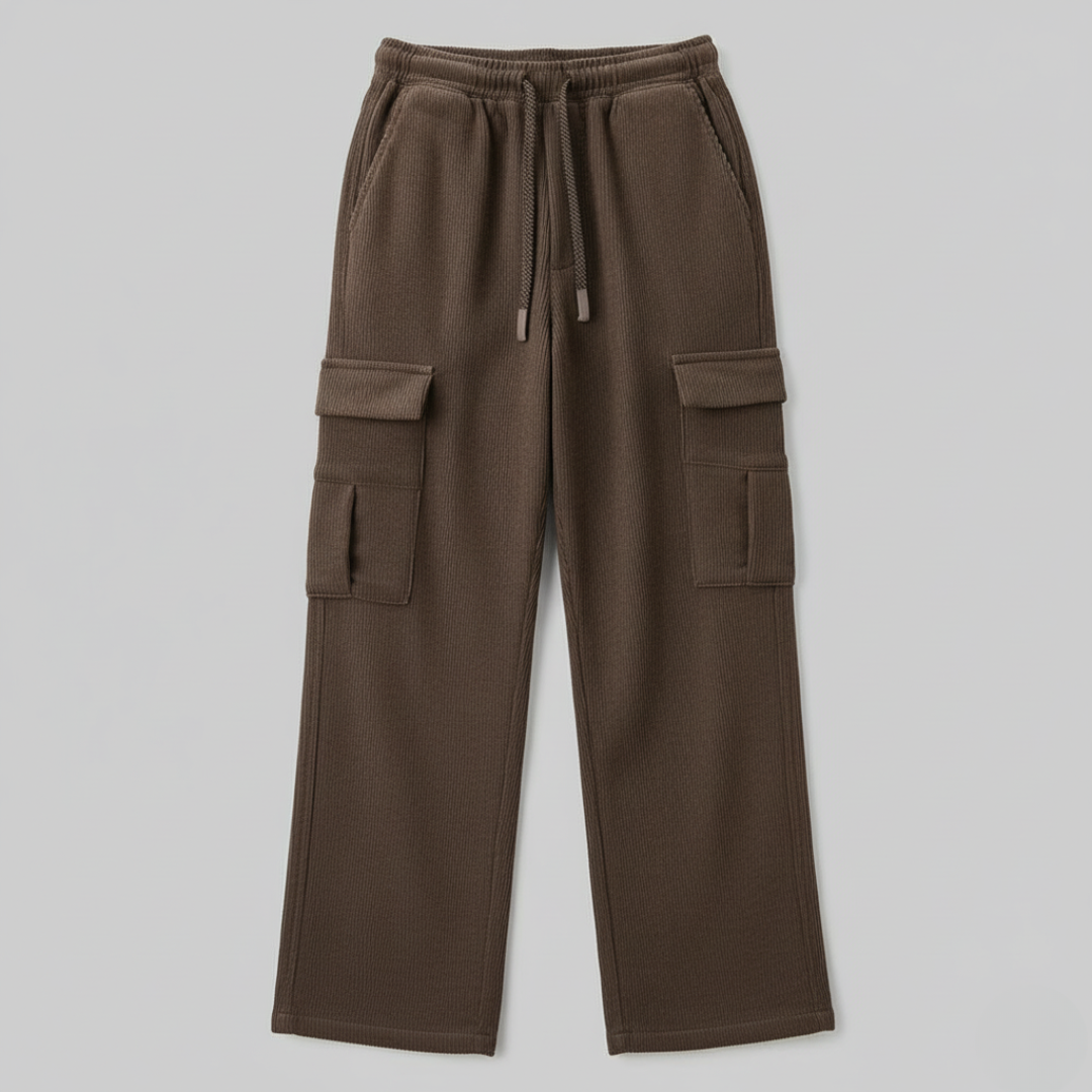Men’s Wide Leg Corduroy Cargo Pants with fleece interior