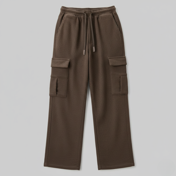 Men’s Wide Leg Corduroy Cargo Pants with fleece interior