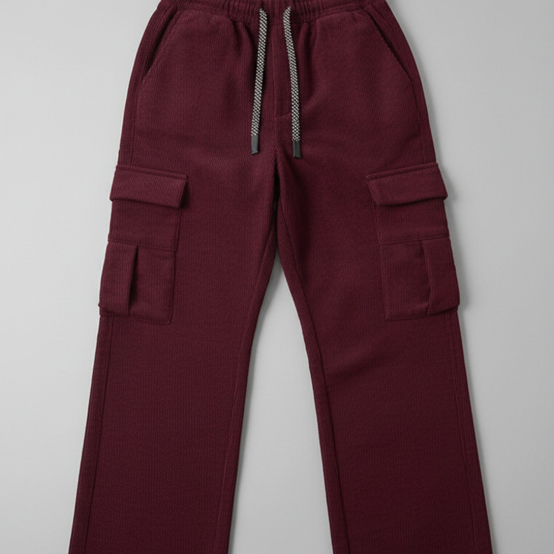 Men’s Wide Leg Corduroy Cargo Pants with fleece interior