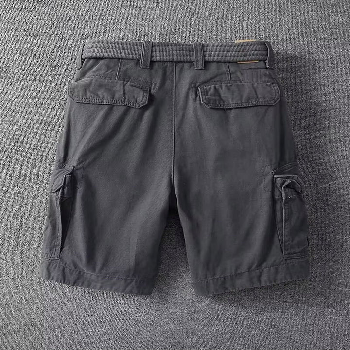 Men's Black Cargo Shorts with Adjustable Waist and Multi-Pocket Design 7