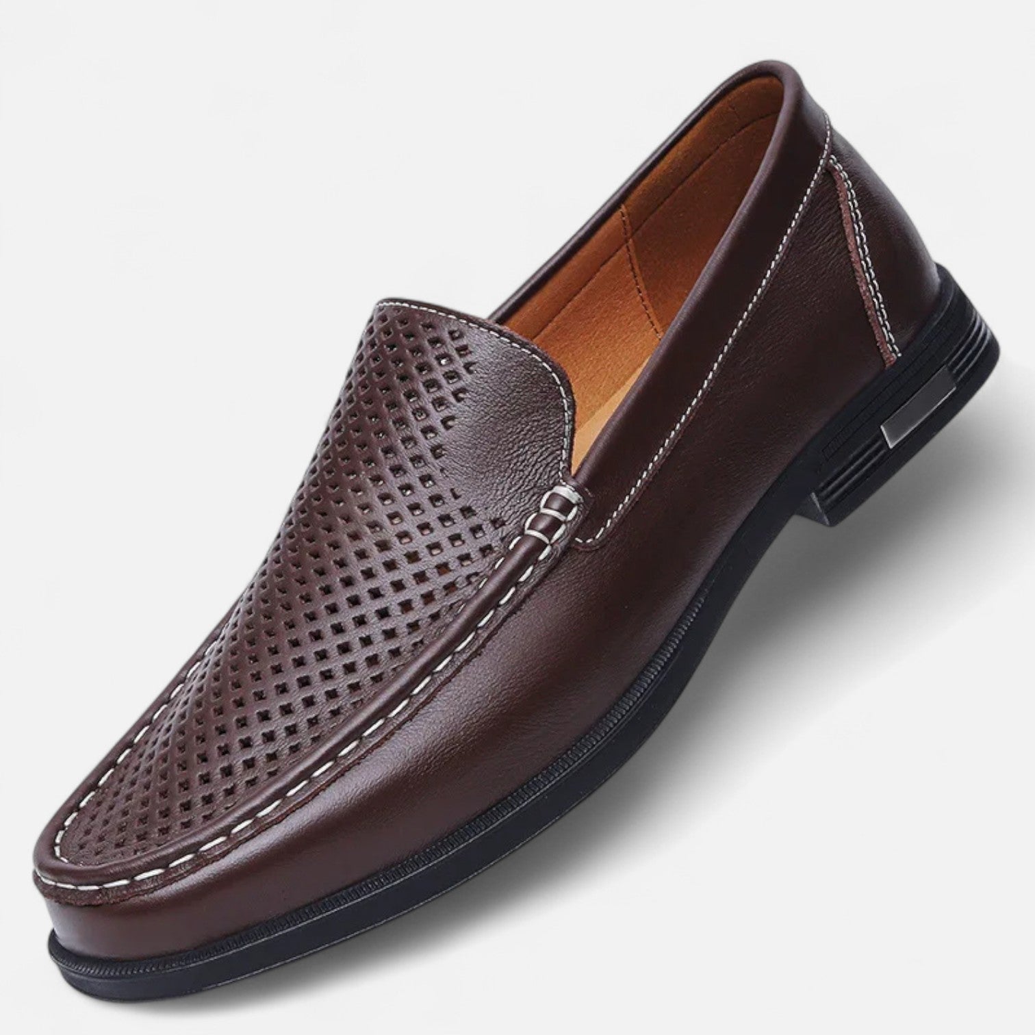 Men's Brown Leather Penny Loafers – Comfortable Slip-On Shoes for Formal Events 0
