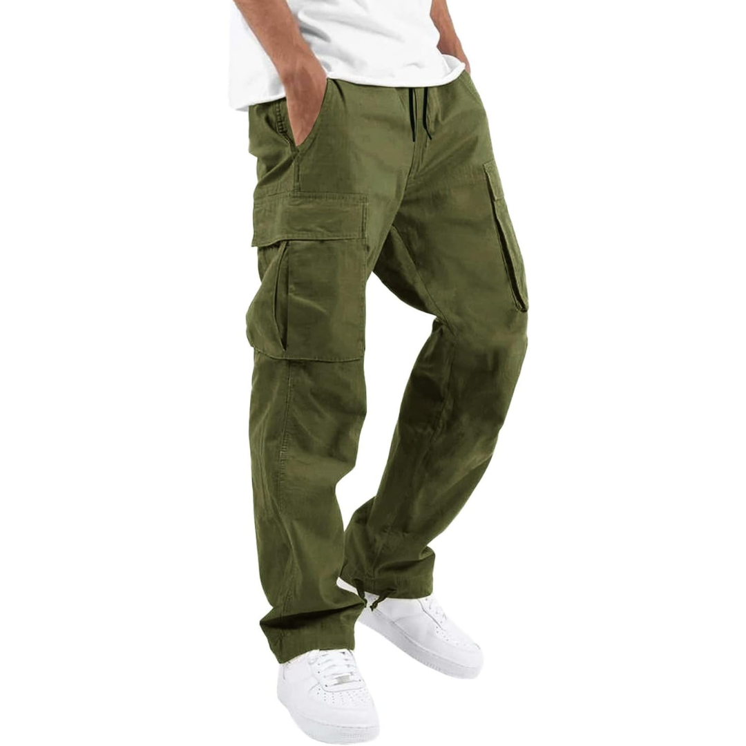 Men's Casual Cotton Cargo Joggers with Loose Fit and Functional Pockets 0