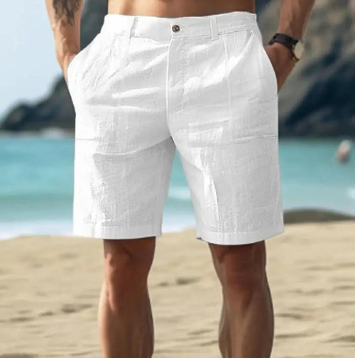 Men’s Casual Linen Summer Shorts with Adjustable Waist and Relaxed Fit