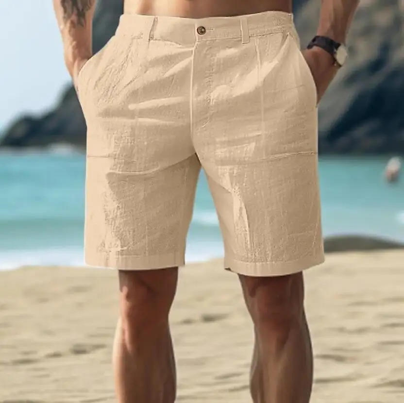 Men’s Casual Linen Summer Shorts with Adjustable Waist and Relaxed Fit 3