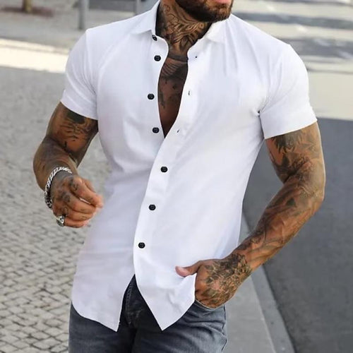 Men’s Casual Short Sleeve Button-Up Shirt with Stylish Fit and Durable Cotton Blend