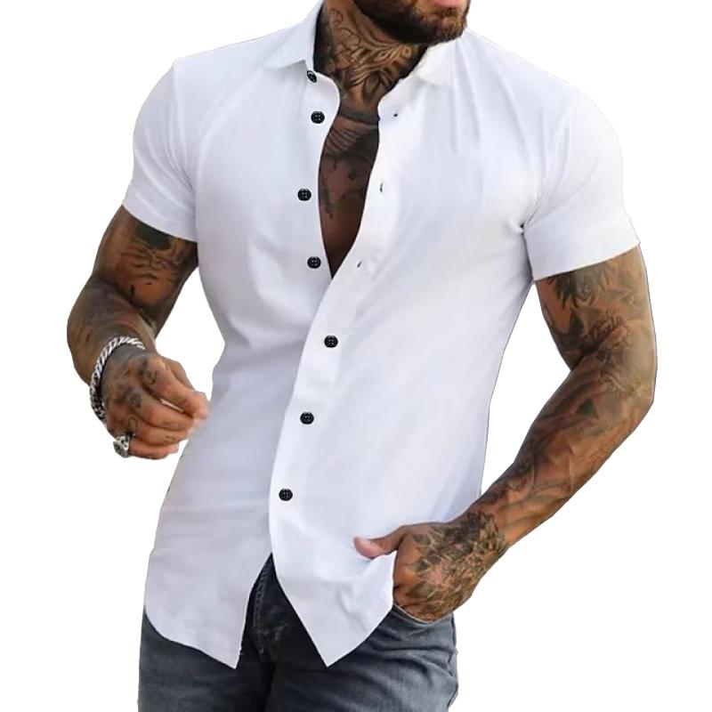 Men’s Casual Short Sleeve Button-Up Shirt with Stylish Fit and Durable Cotton Blend 1
