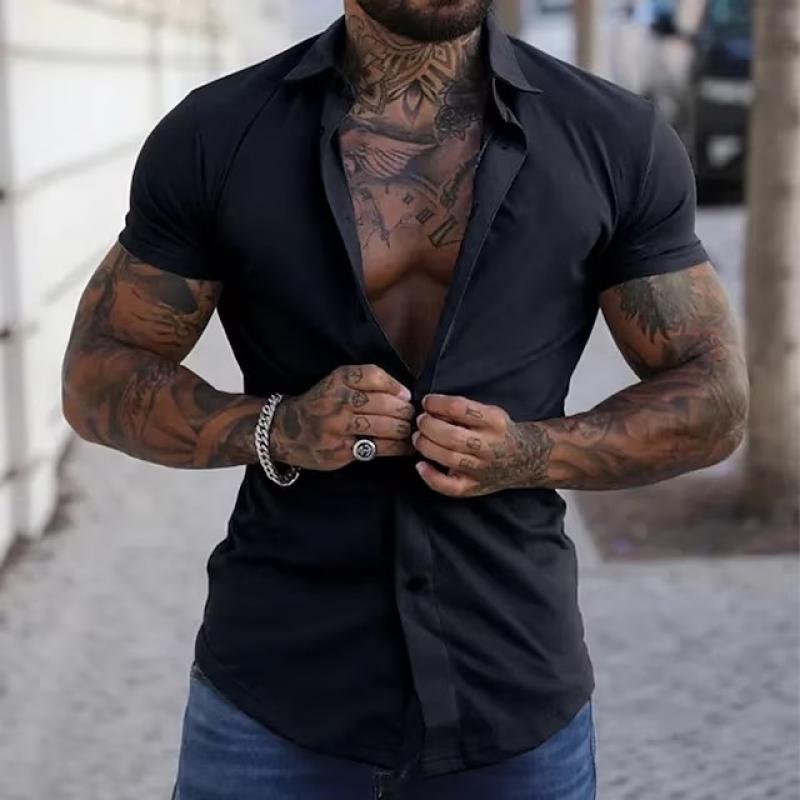 Men’s Casual Short Sleeve Button-Up Shirt with Stylish Fit and Durable Cotton Blend 3
