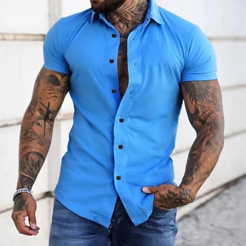 Men’s Casual Short Sleeve Button-Up Shirt with Stylish Fit and Durable Cotton Blend 4