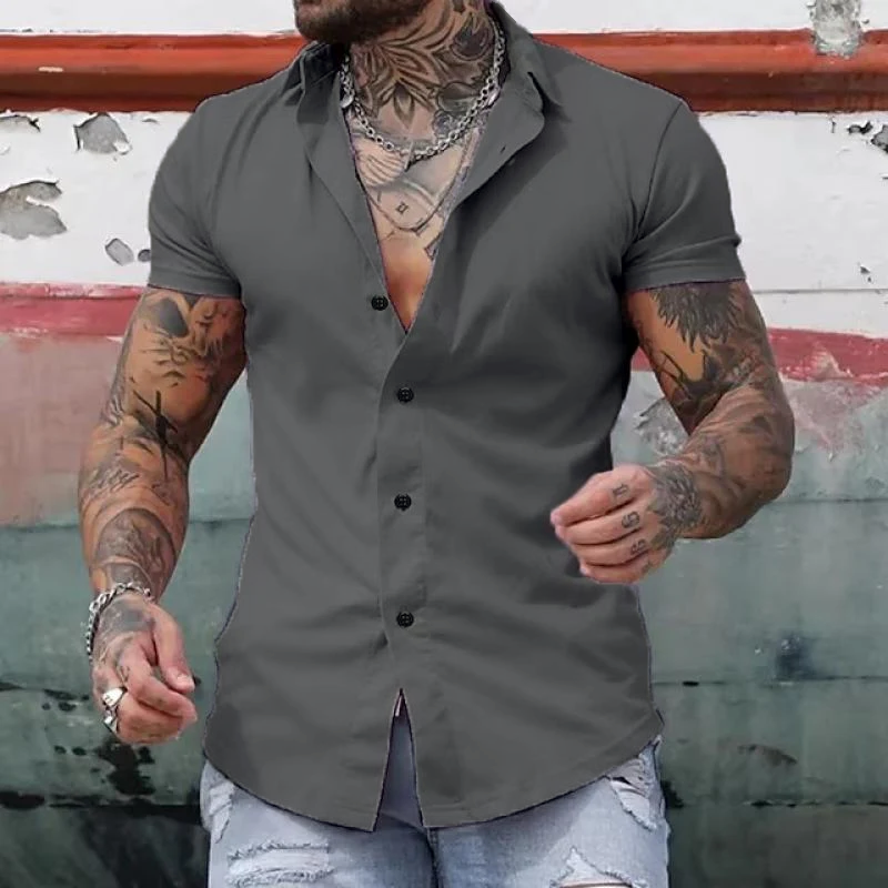 Men’s Casual Short Sleeve Button-Up Shirt with Stylish Fit and Durable Cotton Blend 5