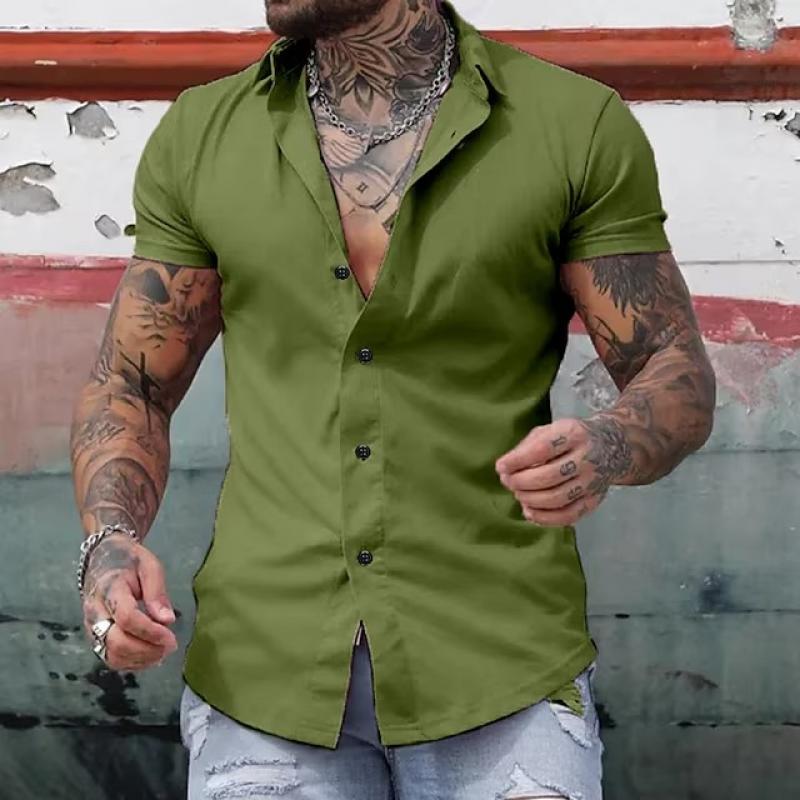 Men’s Casual Short Sleeve Button-Up Shirt with Stylish Fit and Durable Cotton Blend 7