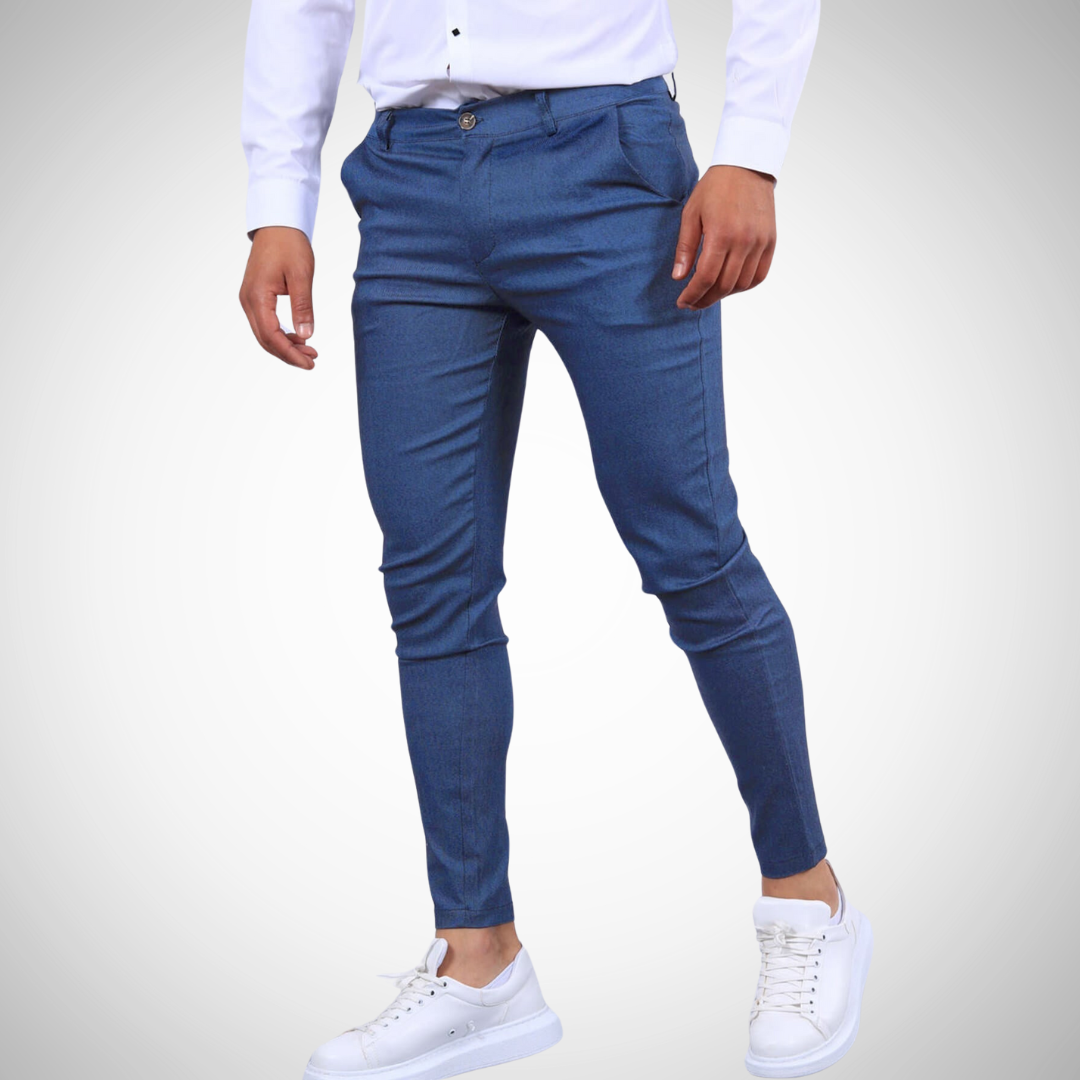 Men’s Classic Slim Stretch Pants with Modern Fit and Wrinkle-Resistant Fabric 0