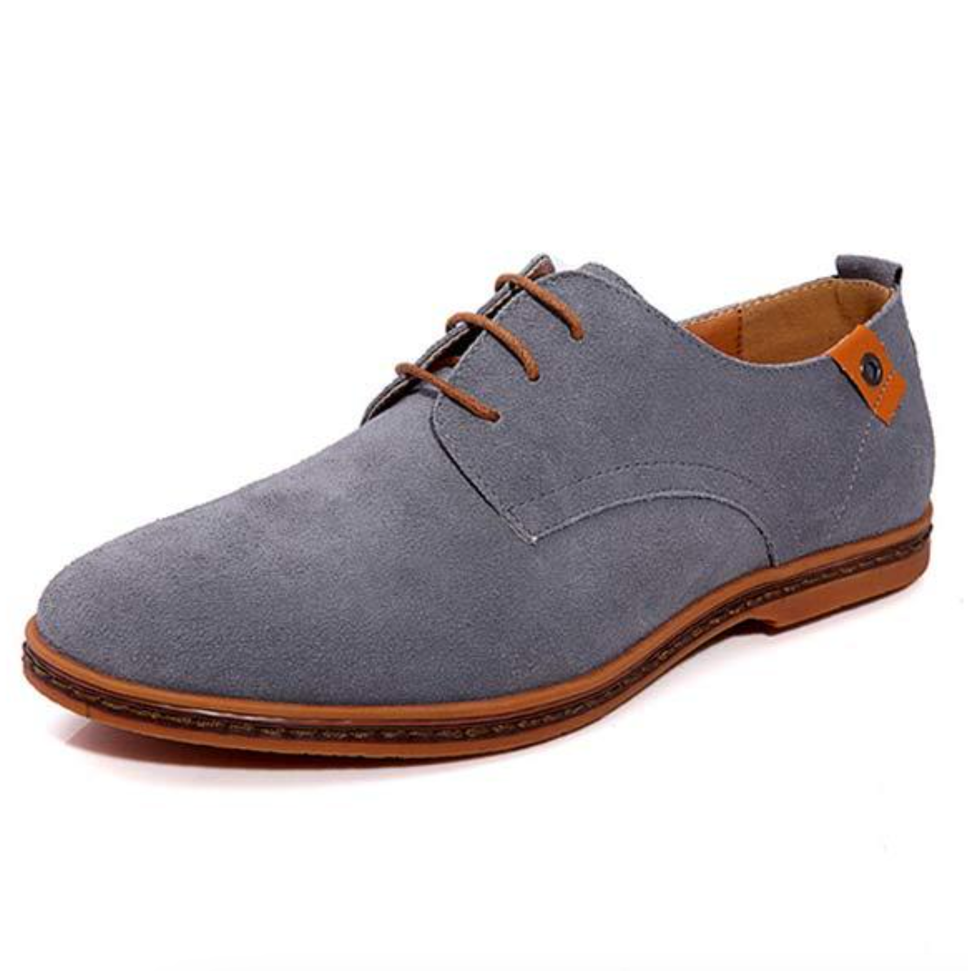 Men's Classic Suede Oxford Shoes with Lace-Up Design and Stitched Detail 3