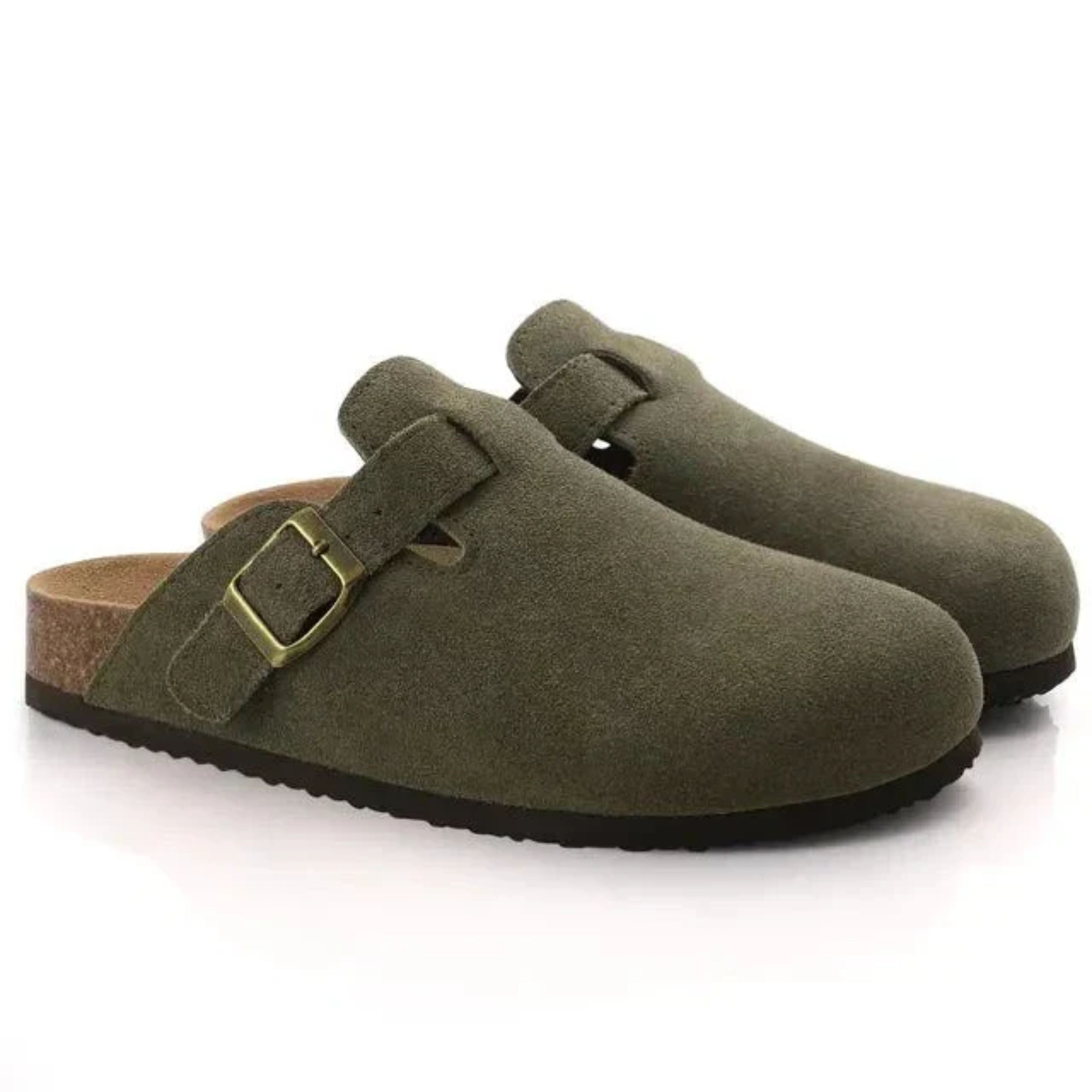Men's Classic Suede Slip-On Clogs with Adjustable Buckle and Luxurious Comfort 1