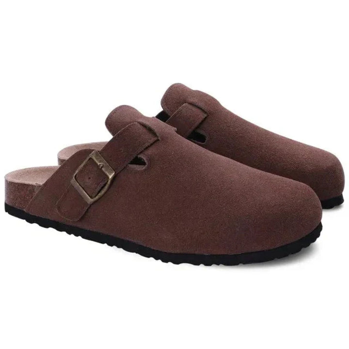 Men's Classic Suede Slip-On Clogs with Adjustable Buckle and Luxurious Comfort 3