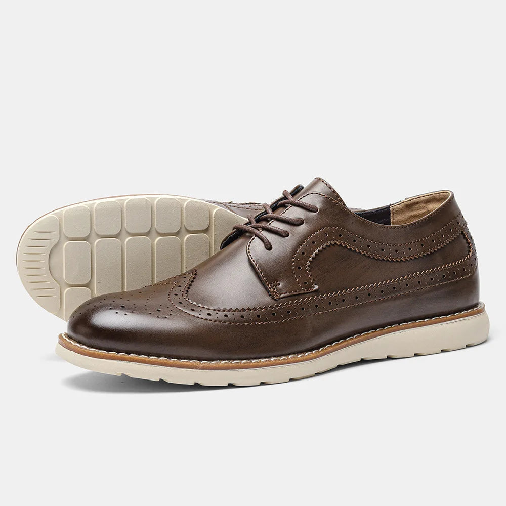 Men's Elegant Classic Leather Shoes – Sleek Design with Comfortable Cushioned Sole 0