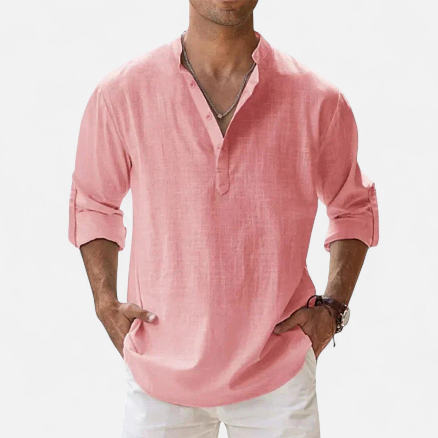 Men’s Lightweight Linen Shirt – Breathable, Relaxed Fit with Button-Down Design 0