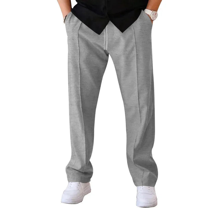 Men's Relaxed Fit Straight Leg Trousers with Drawstring and Side Pockets 12