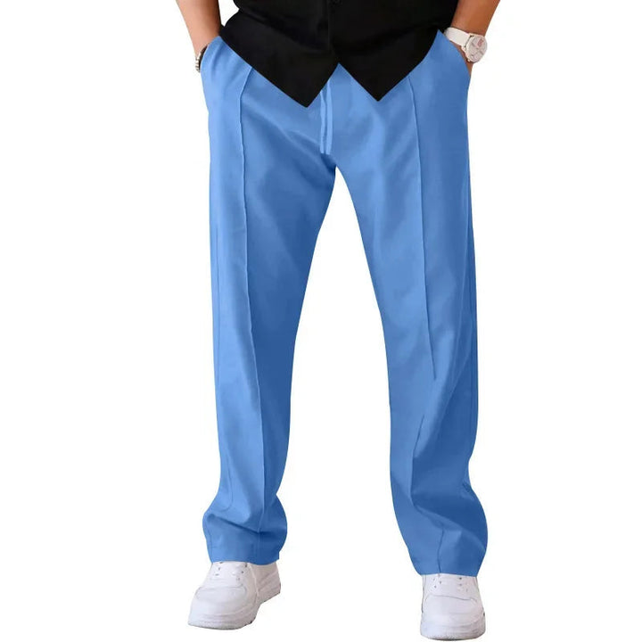 Men's Relaxed Fit Straight Leg Trousers with Drawstring and Side Pockets 13