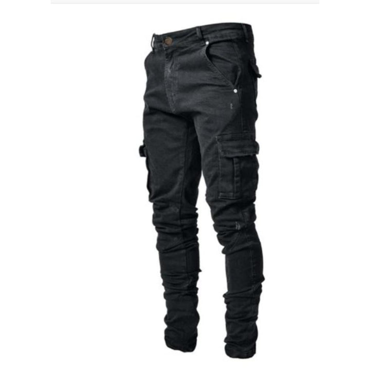 Men's Rugged Cargo Jeans with Multiple Pockets and Comfortable Fit 2