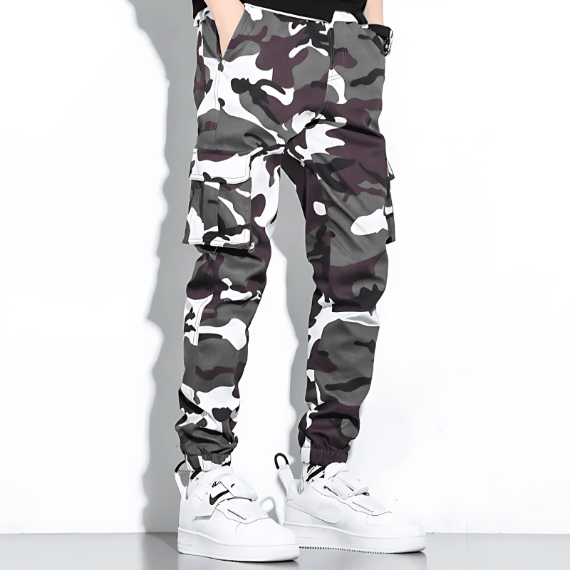 Men's Slim Fit Camouflage Cargo Joggers with Tapered Legs and Functional Pockets 6