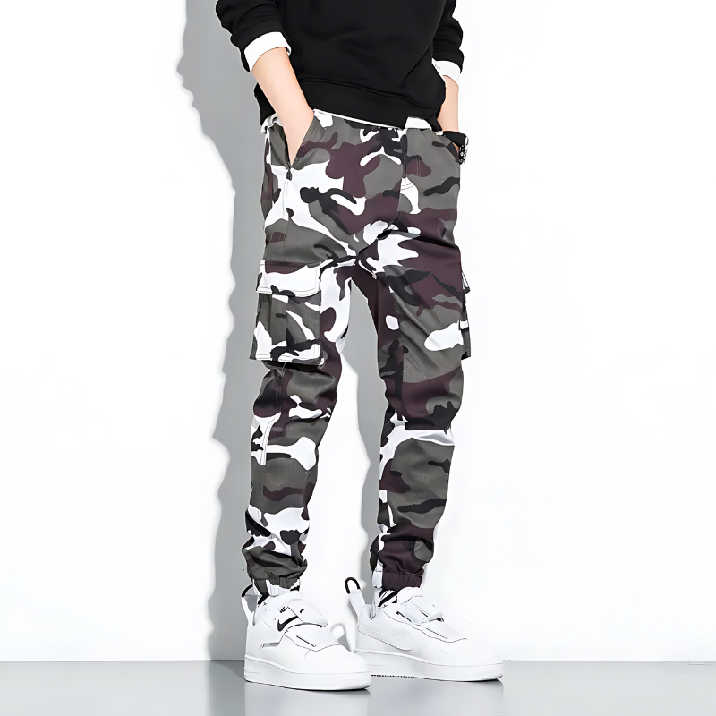 Men's Slim Fit Camouflage Cargo Joggers with Tapered Legs and Functional Pockets 7