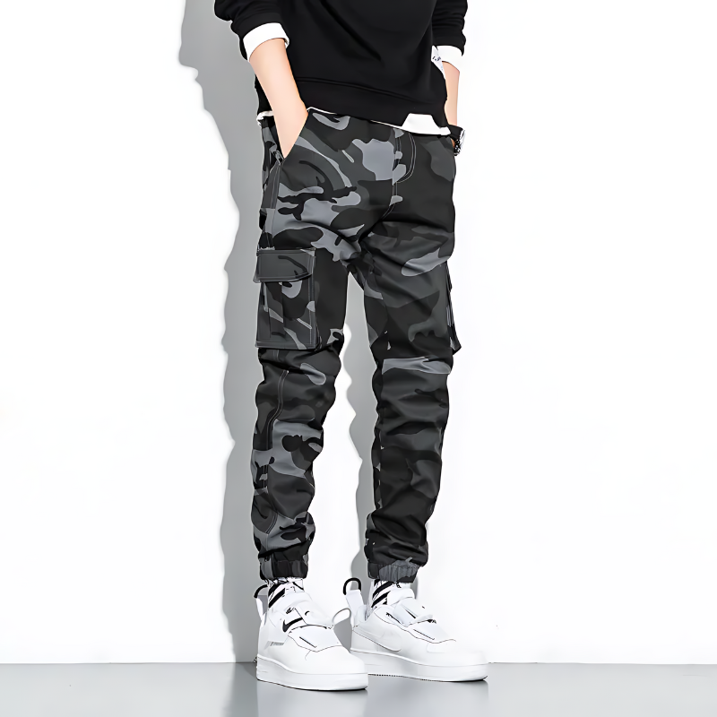 Men's Slim Fit Camouflage Cargo Joggers with Tapered Legs and Functional Pockets 8