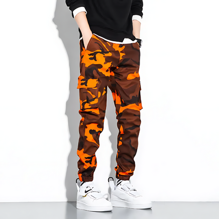 Men's Slim Fit Camouflage Cargo Joggers with Tapered Legs and Functional Pockets 9
