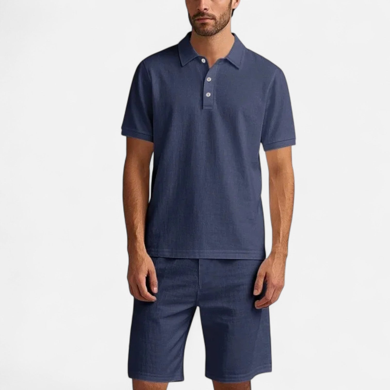 Men’s Summer Linen Polo Shirt and Shorts Set – Lightweight, Breathable, Stylish 5